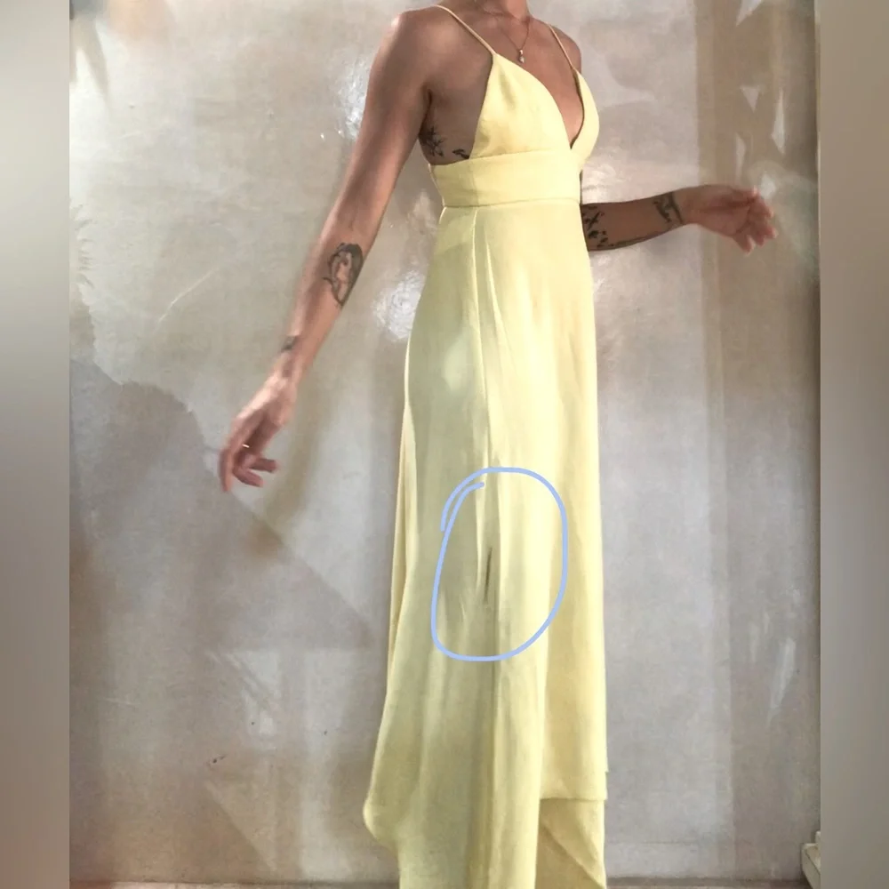 MOSCHINO BOUTIQUE Pastel Yellow Baby Doll Midi Asymmetrical Dress size 6 - Picture 11 of 13